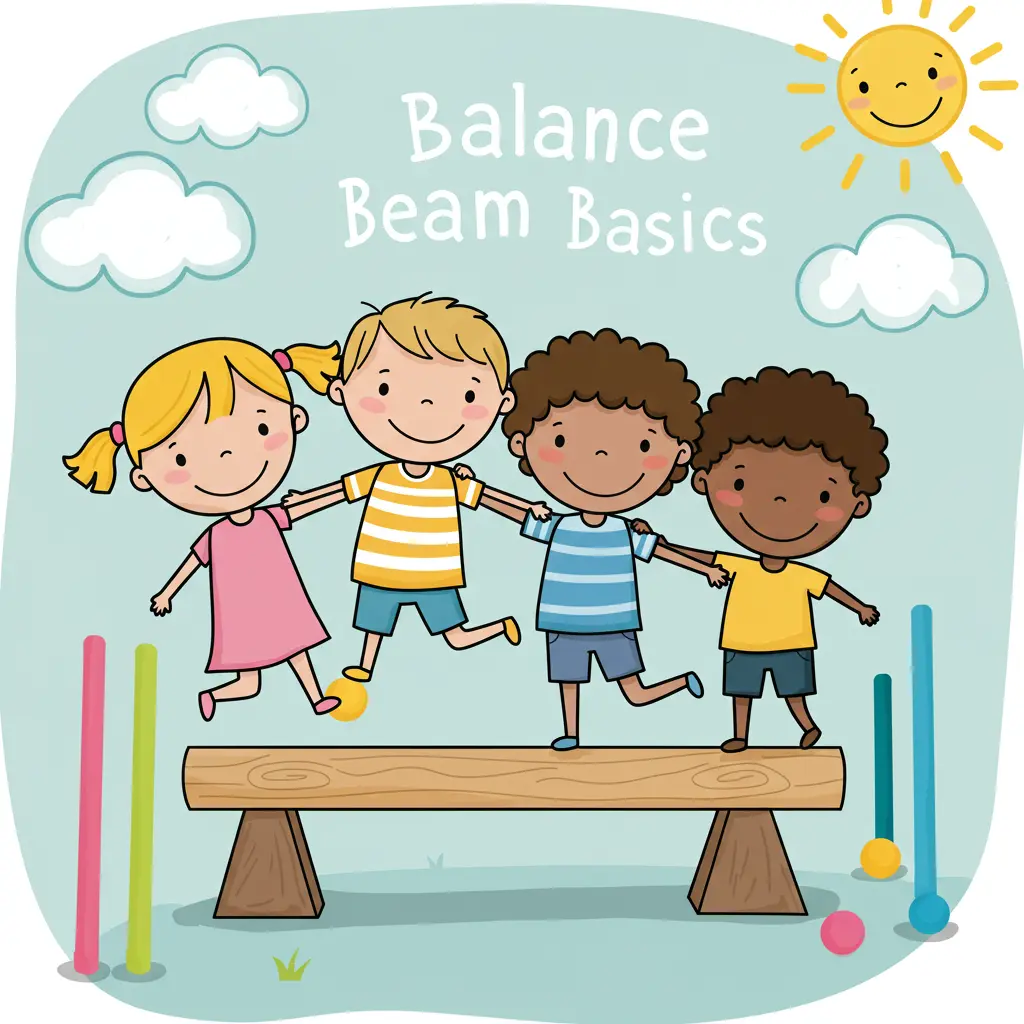 Balance Beam Basics for Kids: Building Core Strength and Coordination Young child walking carefully on a low balance beam during a gross motor activity
